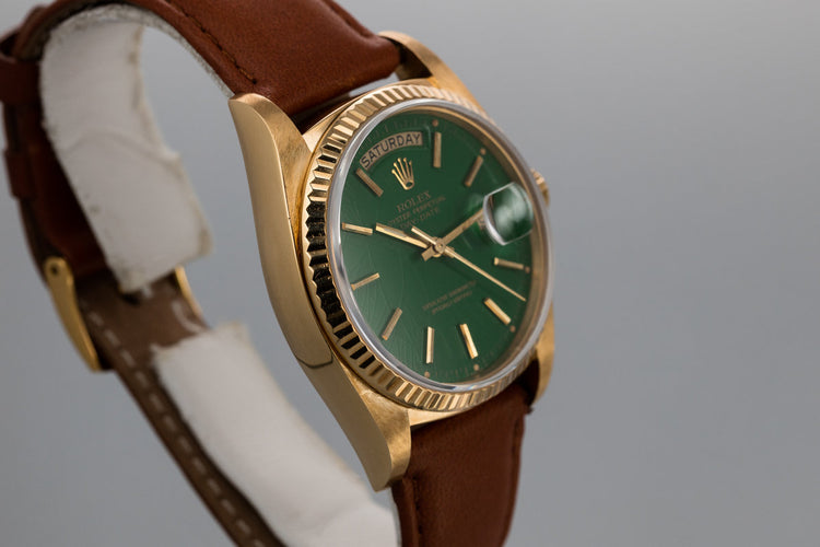 1979 18K Yellow Gold Rolex Day-Date 18038 With Green Stella Dial