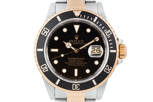 1985 Rolex Two Tone Submariner 16803 Black Dial with Box and Papers