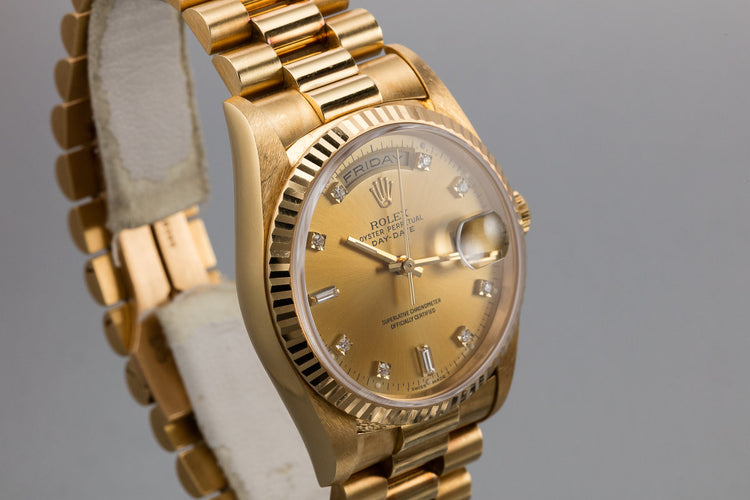 1991 Rolex 18K YG Day-Date 18238 Diamond Dial