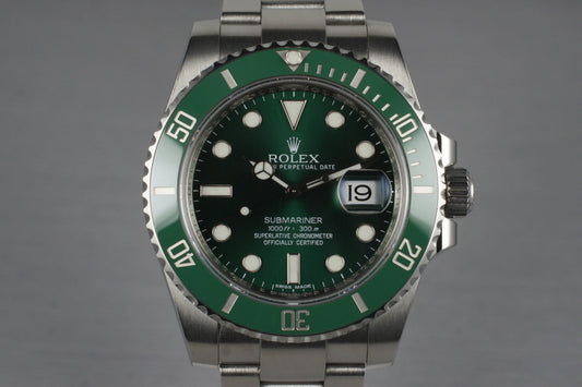 2010 Rolex Green Submariner 116610V with Box and Papers