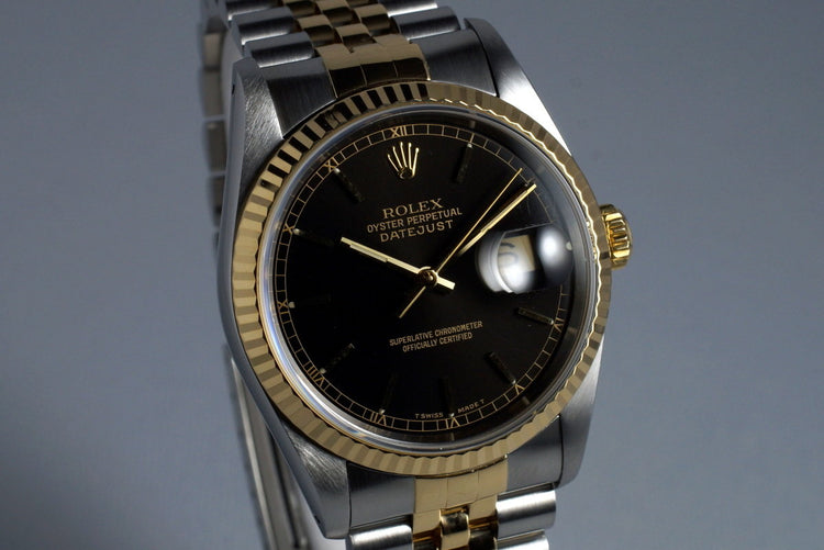 1991 Rolex Two Tone DateJust 16233 Glossy Black Dial