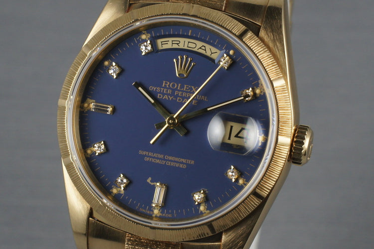1989 Rolex Bark Day Date Ref: 18248 with Factory Blue Diamond Dial