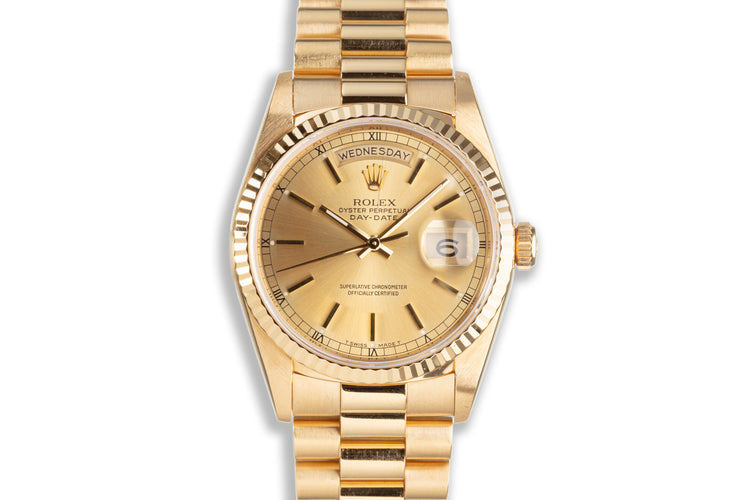 1989 Rolex Day-Date 18238 Champagne Dial with Rolex Service Card