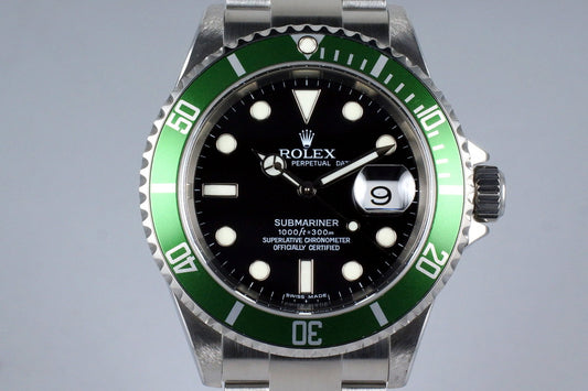 2006 Rolex Green Submariner 16610LV with Box and Papers