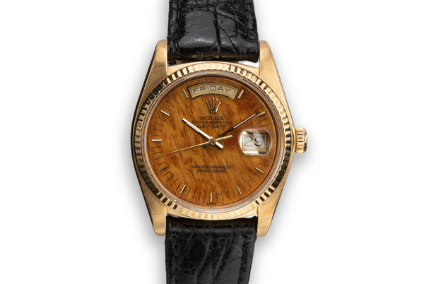 HQ Milton - 1984 Rolex 18K YG Day-Date 18038 Birch Wood Dial