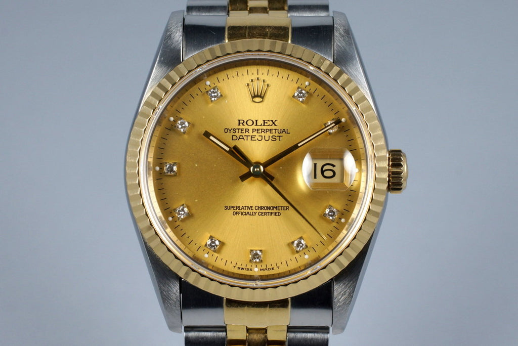1991 Rolex Two Tone DateJust 16233 with Factory Champagne Diamond Dial