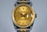 1991 Rolex Two Tone DateJust 16233 with Factory Champagne Diamond Dial