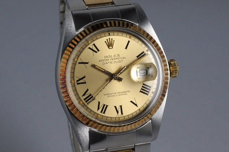 1972 Rolex Two Tone DateJust 1601 Champagne Roman Numeral Dial with Box and Papers