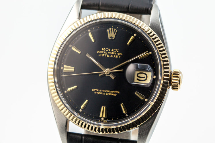 1961 Rolex Two Tone DateJust 1601 Glossy Gilt Black Dial