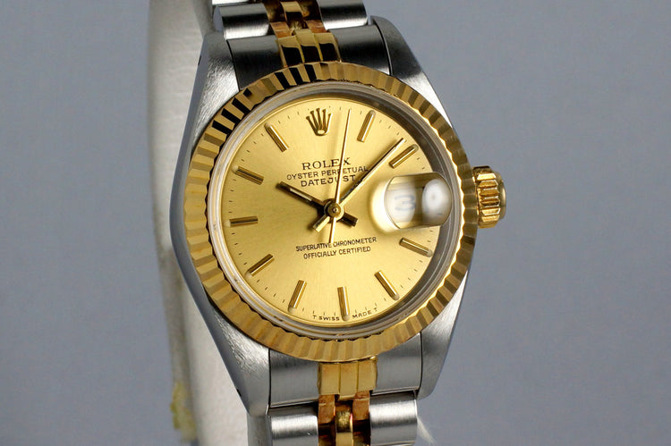 1987 Rolex Ladies Two Tone DateJust 69173 Champagne Dial with Box and Papers