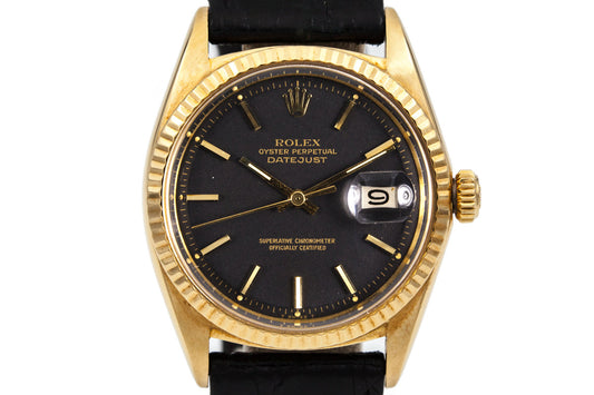 1970 Rolex YG DateJust 1601 Matte Black Dial