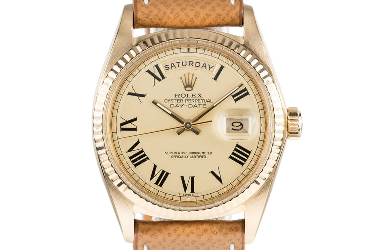 1970 Rolex 18K Day-Date with Champagne Large Roman Dial