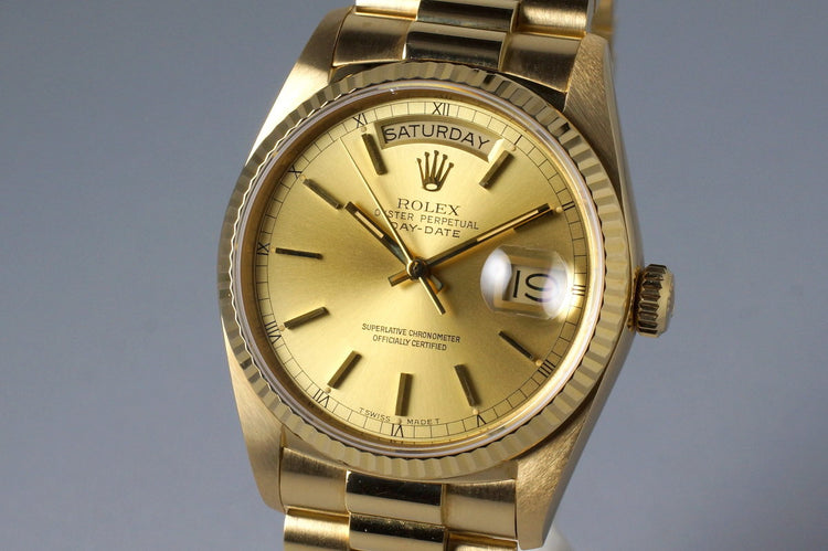 1986 YG Day-Date 18038 Champagne Dial with RSC Papers