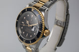 1991 Rolex Two Tone Black Submariner 16613 with Papers