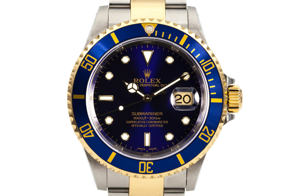 2000 Rolex Two Tone Submariner 16613 with Rolex Service Papers