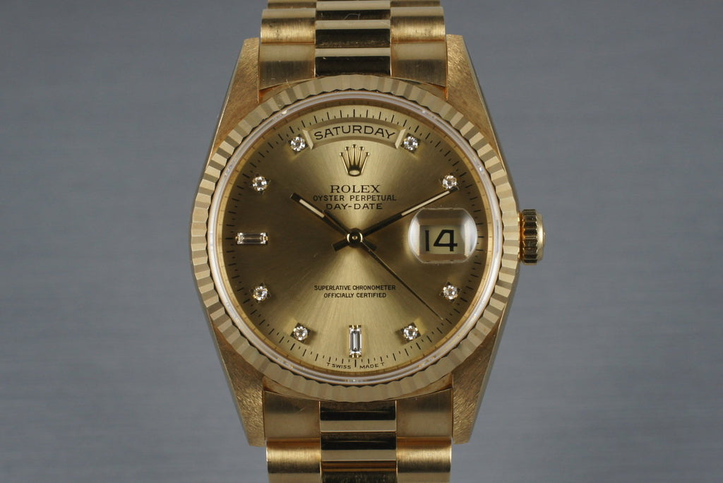 1995 Rolex YG Day-Date 18238 with Diamond Dial