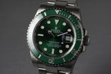 2014 Rolex Green Submariner 116610LV with Box and Papers MINT