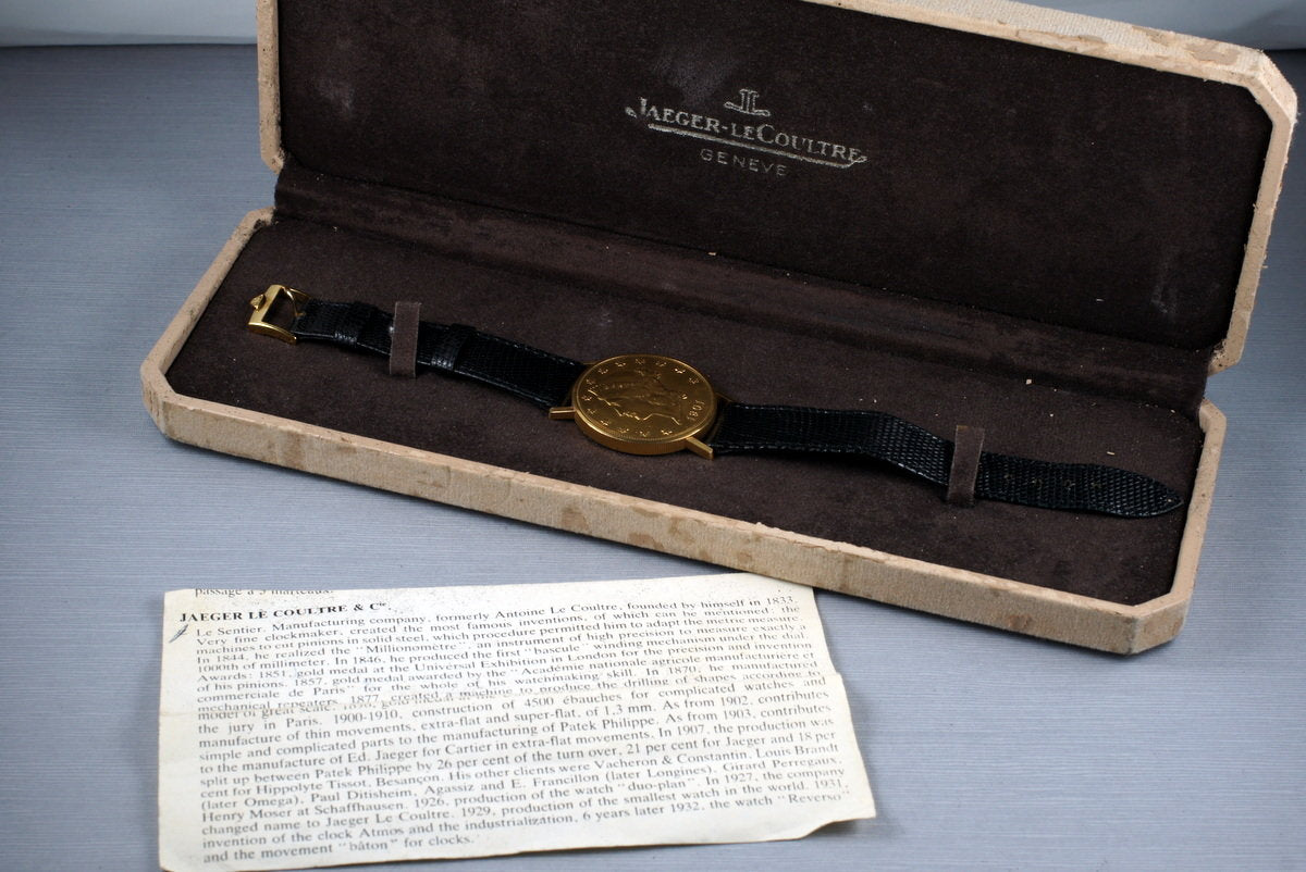 HQ Milton 1980 s Jaeger LeCoultre 18K 20 Dollar Gold Coin Watch