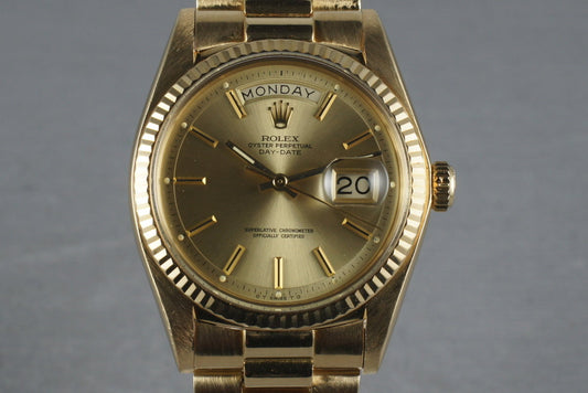 Rolex Vintage 18K YG President 1803 with Box and Papers