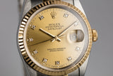 1995 Rolex Two-Tone DateJust 16233G Champagne Diamond Dial with Box and Papers