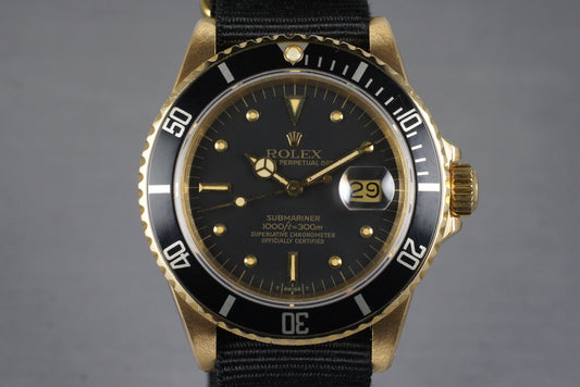 1981 Rolex YG Submariner 16808 with Box and Papers