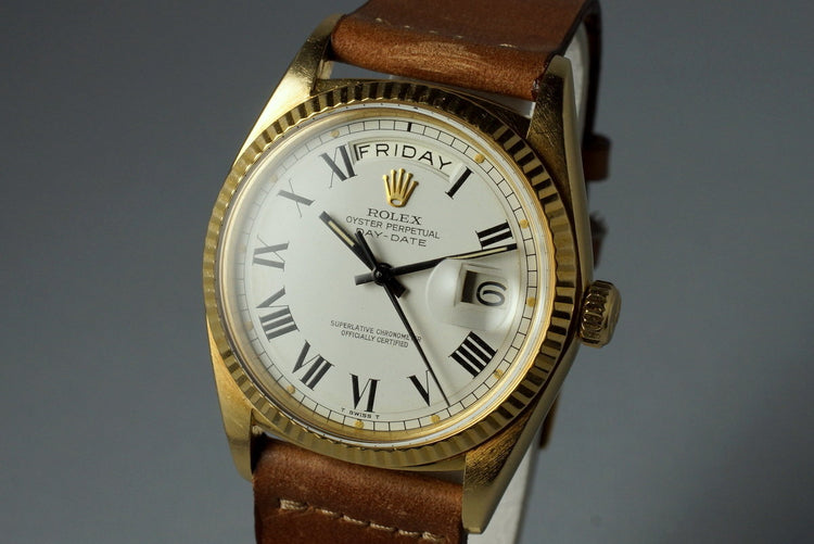 1970 Rolex YG Day-Date 1803 White Roman Dial