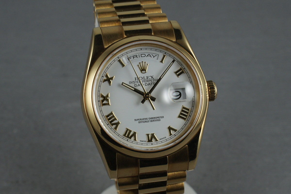 HQ Milton 2000 Rolex President 118238 with Smooth bezel aging to