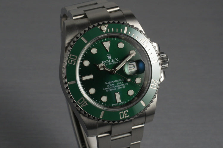 2013 Rolex Green Submariner 116610V with Box and Papers