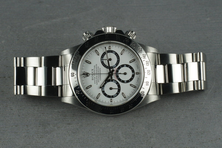 Rolex SS Zenith Daytona Ref: 16520 Box and Papers with White Dial