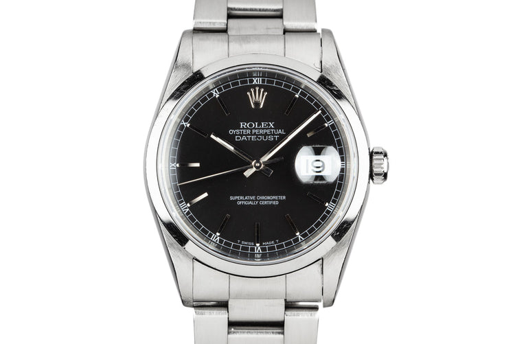 1997 Rolex DateJust 16200 Black Dial with Box and Papers