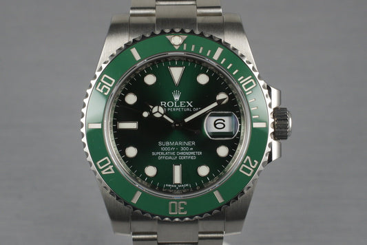 2010 Rolex Green Submariner 116610V with Box and Papers