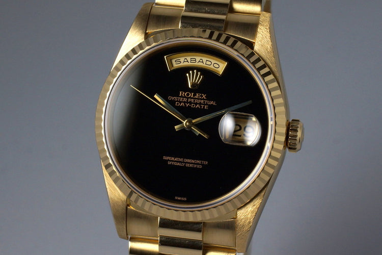 1995 Rolex YG Day-Date 18238 Onyx Dial