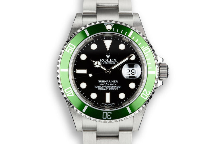 2006 Rolex Anniversary Green Submariner 16610LV with Box and Papers