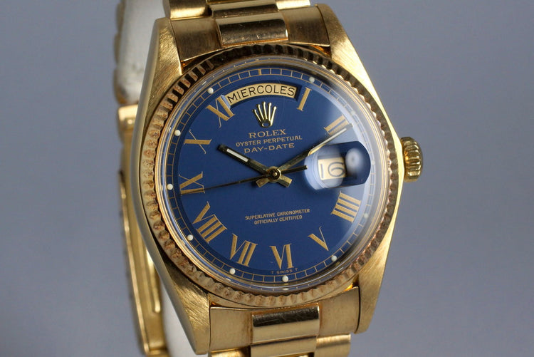 1975 Rolex YG Day-Date 1803 Matte Blue Buckley Dial