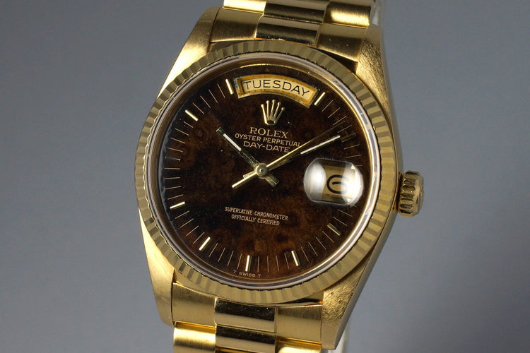 1988 YG Day-Date 18038 Burled Wood Dial