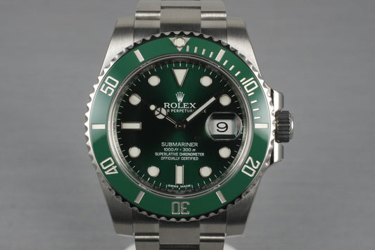 2013 Rolex Green Submariner 116610LV with Box and Papers