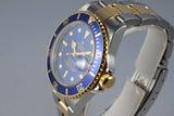 2004 Rolex Two Tone Blue Submariner 16613 with Box and Papers
