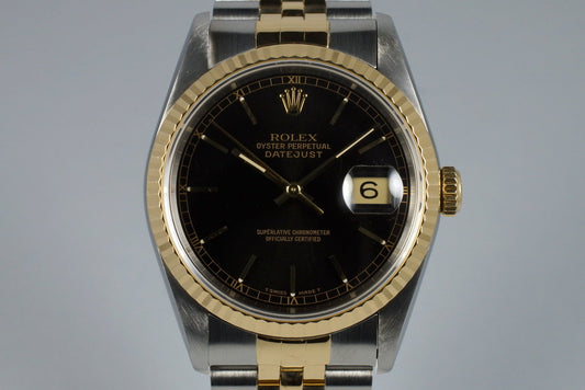 1991 Rolex Two Tone DateJust 16233 Glossy Black Dial