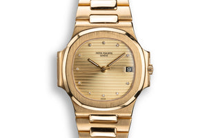 1985 18K YG Patek Philippe Nautilus 3800 with SWISS Only Champagne Diamond Dial with Extract from the Archive Papers