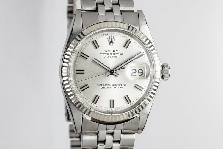 1968 Rolex DateJust 1601 with Silver No Lume "Wide Boy" Dial