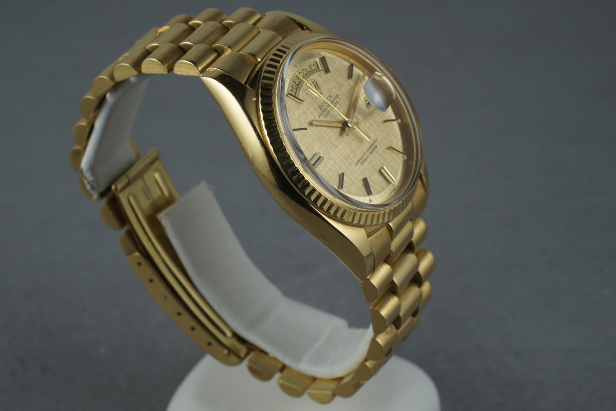 HQ Milton - Rolex Vintage 18K YG Day Date 1803 Linen Dial
