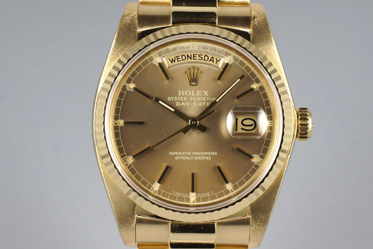 1982 Rolex YG Day Date 18038 Brown Albino Dial