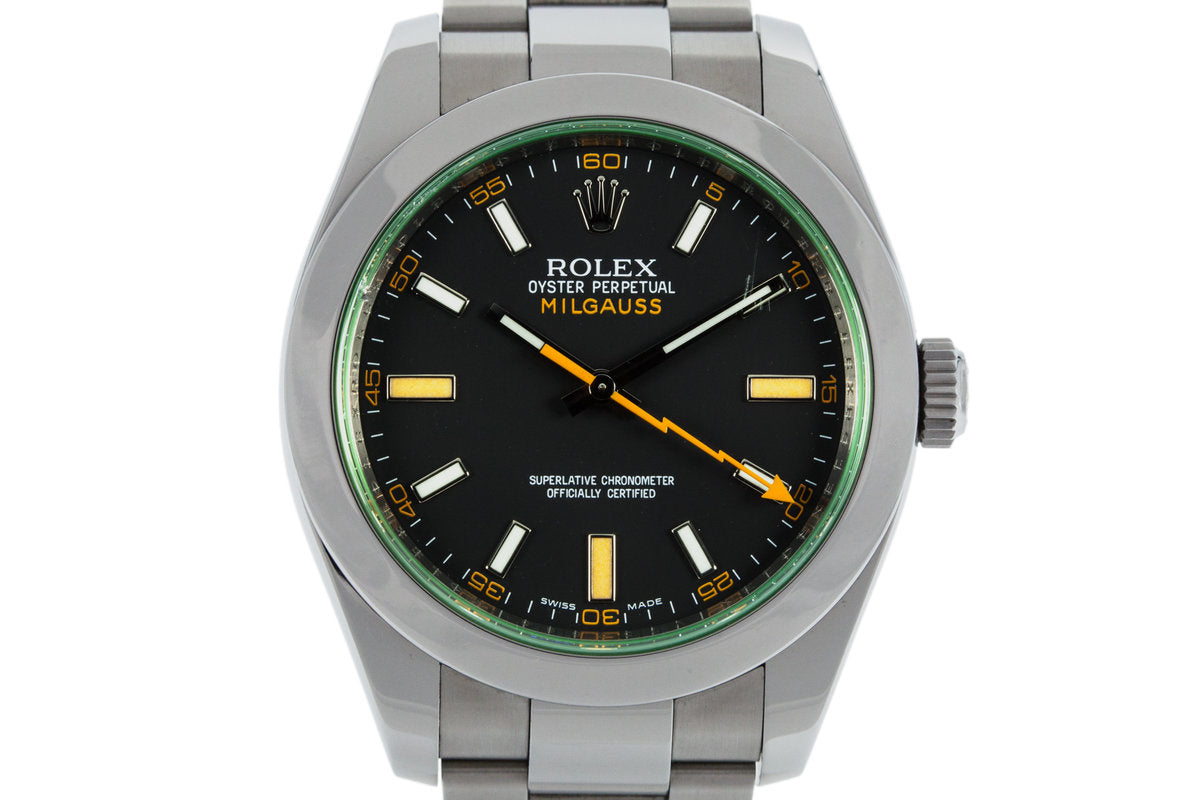 2009 Rolex Milgauss Green 116400V with Box and Papers