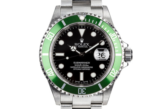 2003 Rolex Green Submariner 16610V Mark 1 Dial with Box and Papers