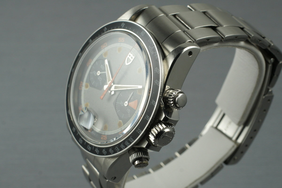 Tudor 7031/0 — Grey Home Plate Dial. · Photo: HQ Milton · © HQ Milton, used with permission · Source: https://hqmilton.com/products/1970-tudor-monte-carlo-7031-0-home-plate-dial-1
