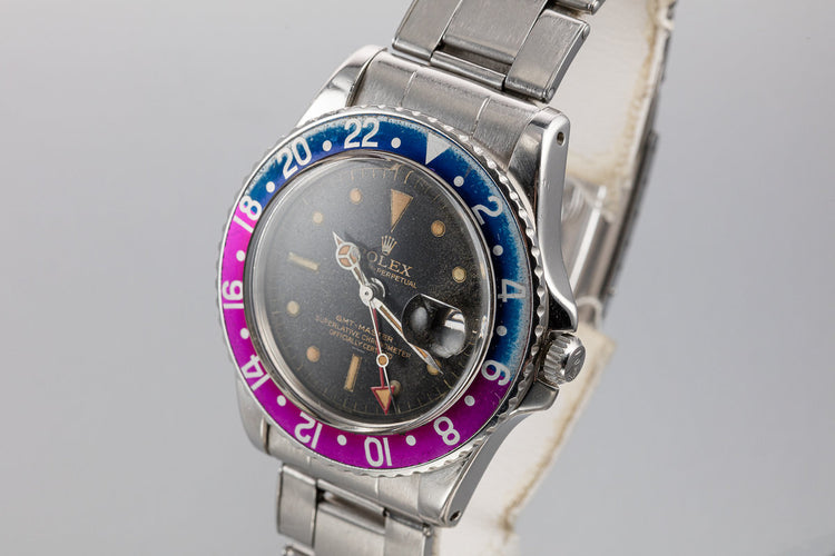 1963 Rolex PCG GMT-Master 1675 Fuchsia with Gilt Underline Dial and All Red 24 Hour Hand