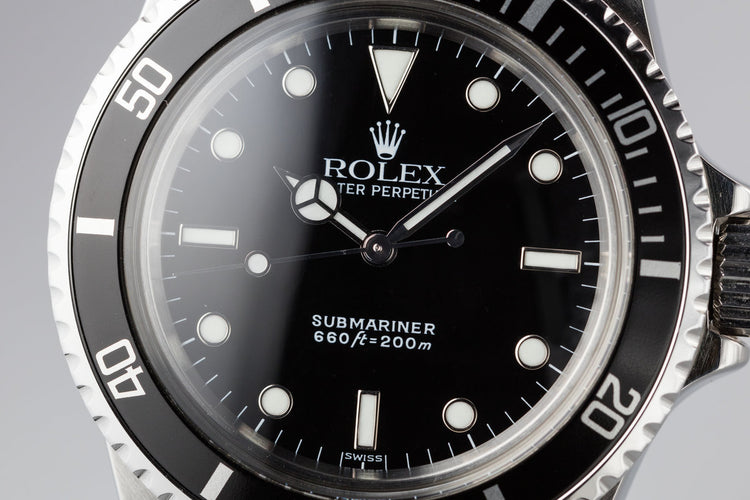 1986 Rolex Submariner 5513 Glossy "SWISS" Only Luminova Service Dial with Box and Papers