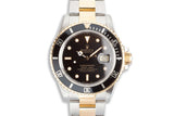 1987 Rolex 18k & Stainless Submariner 16613 Black Dial with Box & Service Papers