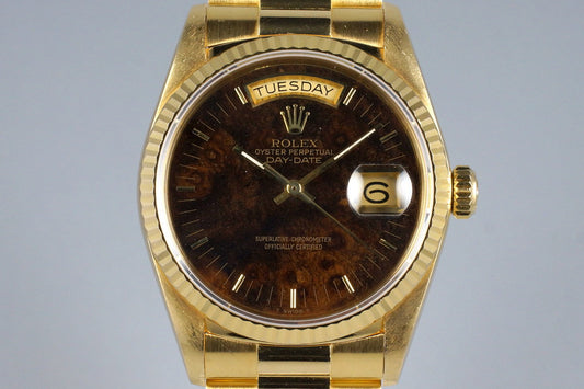 1988 YG Day-Date 18038 Burled Wood Dial