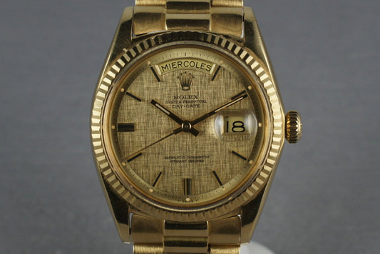 Rolex Vintage 18K YG Day Date 1803 Linen Dial